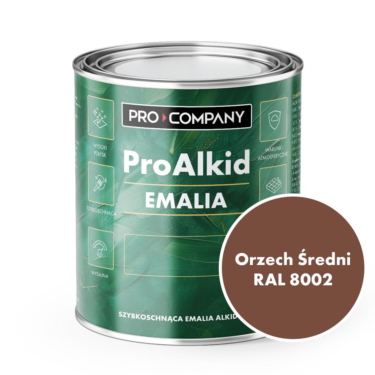 Pro Alkid szybkoschnąca emalia alkidowa - Kolor Orzech Średni RAL 8002