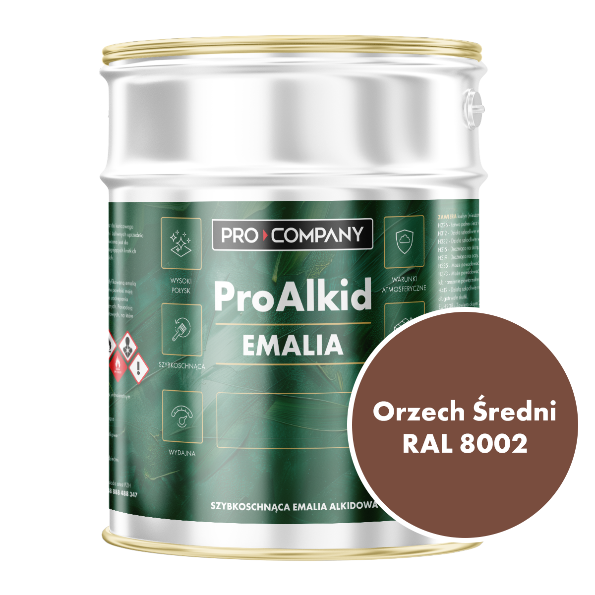 Pro Alkid szybkoschnąca emalia alkidowa - Kolor Orzech Średni RAL 8002