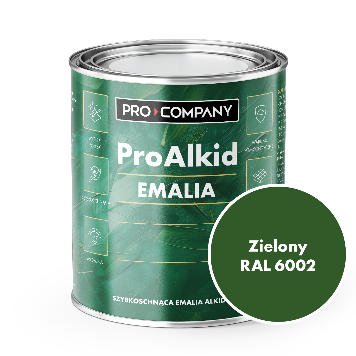Pro Alkid szybkoschnąca emalia alkidowa - Kolor Zielony RAL 6002
