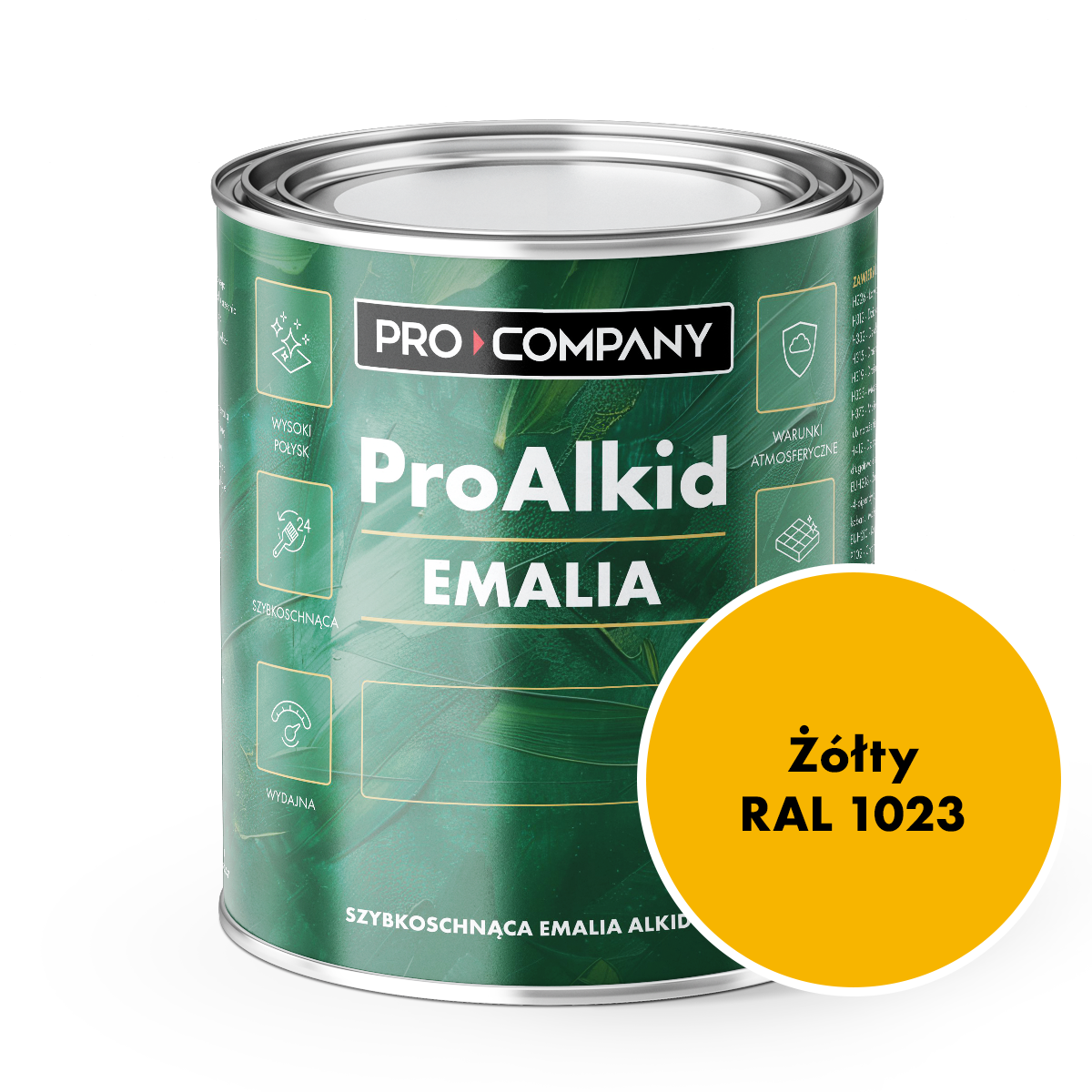 Pro Alkid szybkoschnąca emalia alkidowa - Kolor Żółty RAL 1023