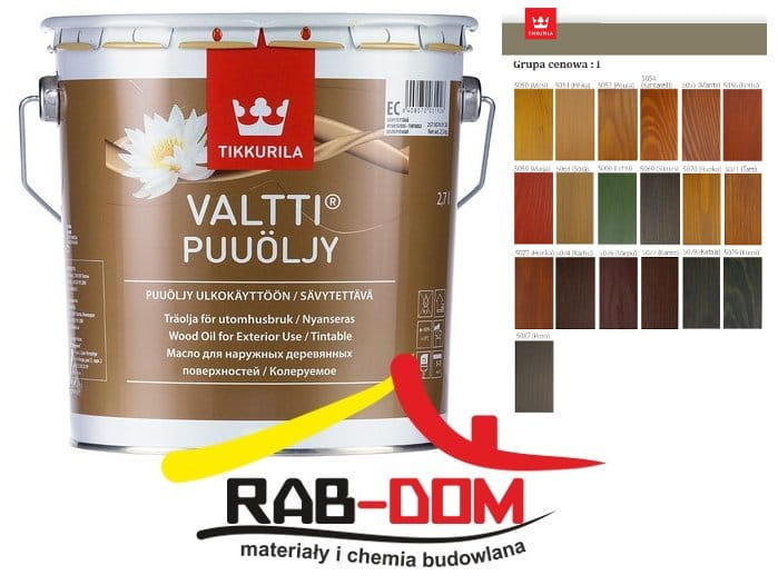 TIKKURILA Valtti Wood Oil 2 7l Olej Do Drewna KOLORY Gr I Rab Dom