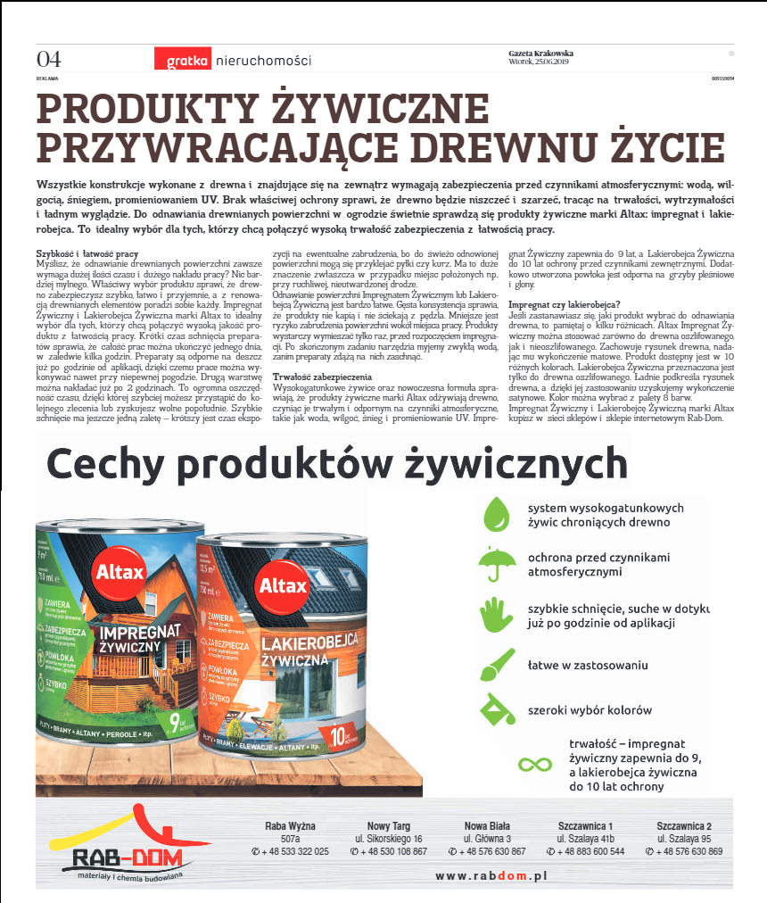 Impregnaty Żywiczne - artykuł gazety krakowskiej